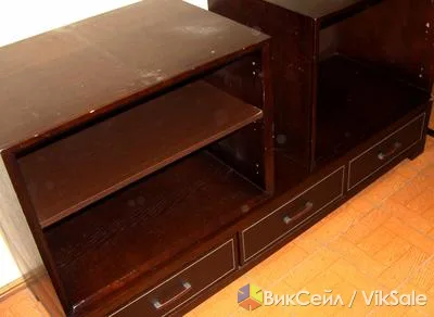 Тумба под ТВ из ЛДСП, темный орех, 1800х550х320 + 2 тумбы в подарок