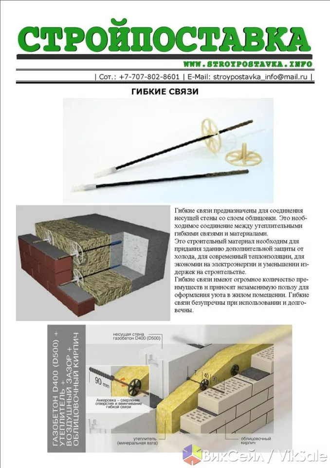 Гибкие связи для надёжного соединения стен и утеплителя