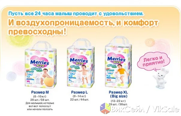 Японские подгузники Moony и Merries — все размеры, доставка