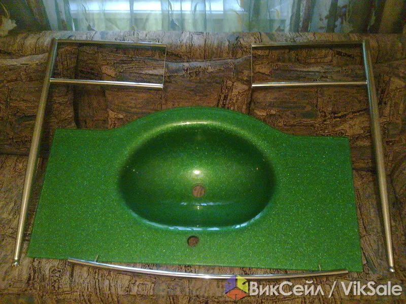 Стеклянная раковина с тумбой, 100×56 см