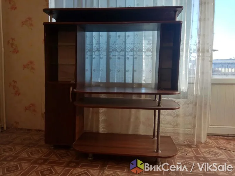 Тумба-этажерка под телевизор, темно-коричневая