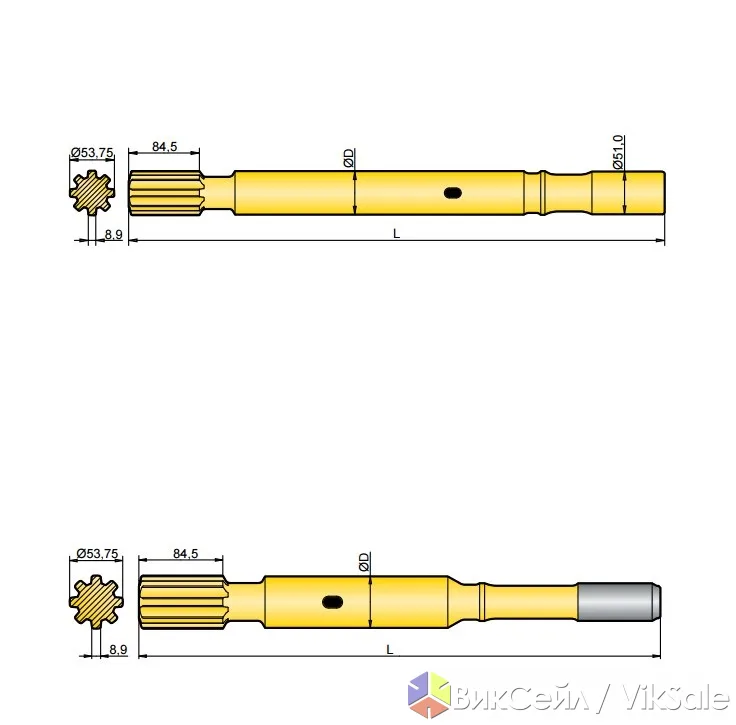 Хвостовик (штанговый адаптер) аналог Atlas Copco COP 1440/1550/1838